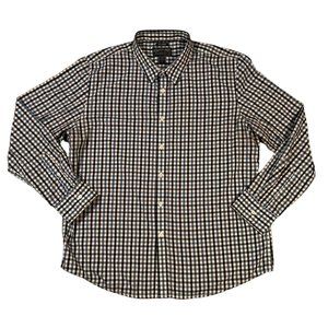 American Rag Shirt Men's Long Sleeve Button Up Oxford Plaid Blue Black White 2XL